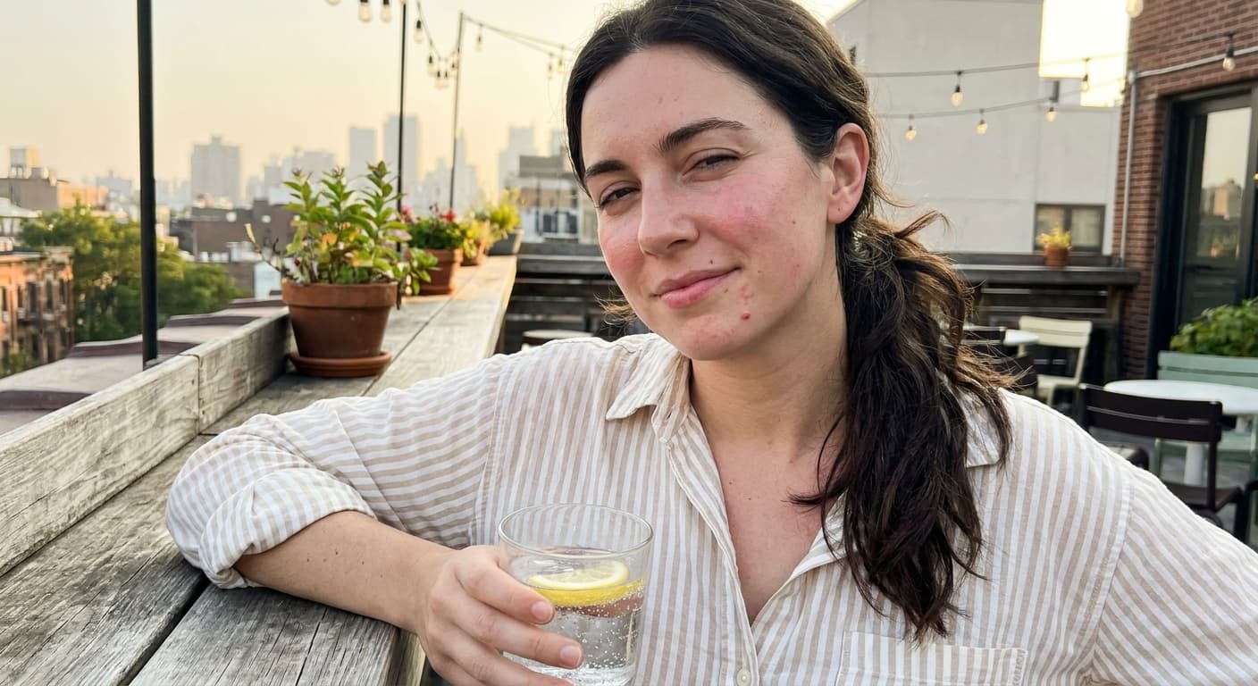 White woman at a neighborhood bar