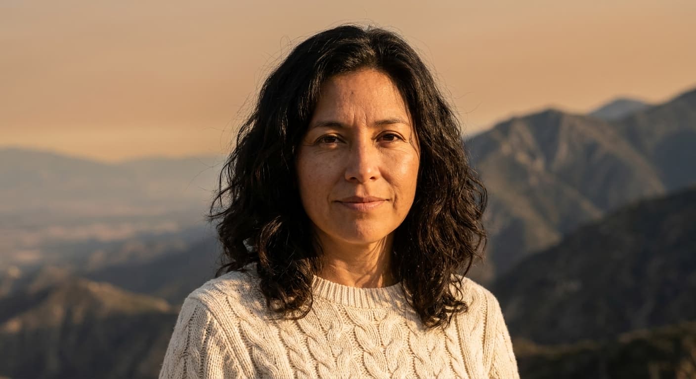 Latin woman at a mountain viewpoint