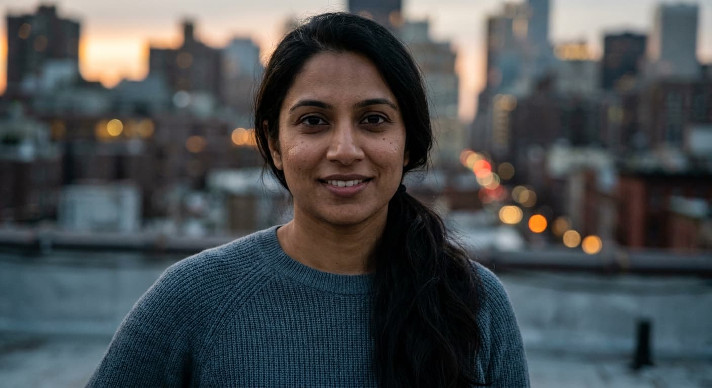 South Asian woman on an urban rooftop